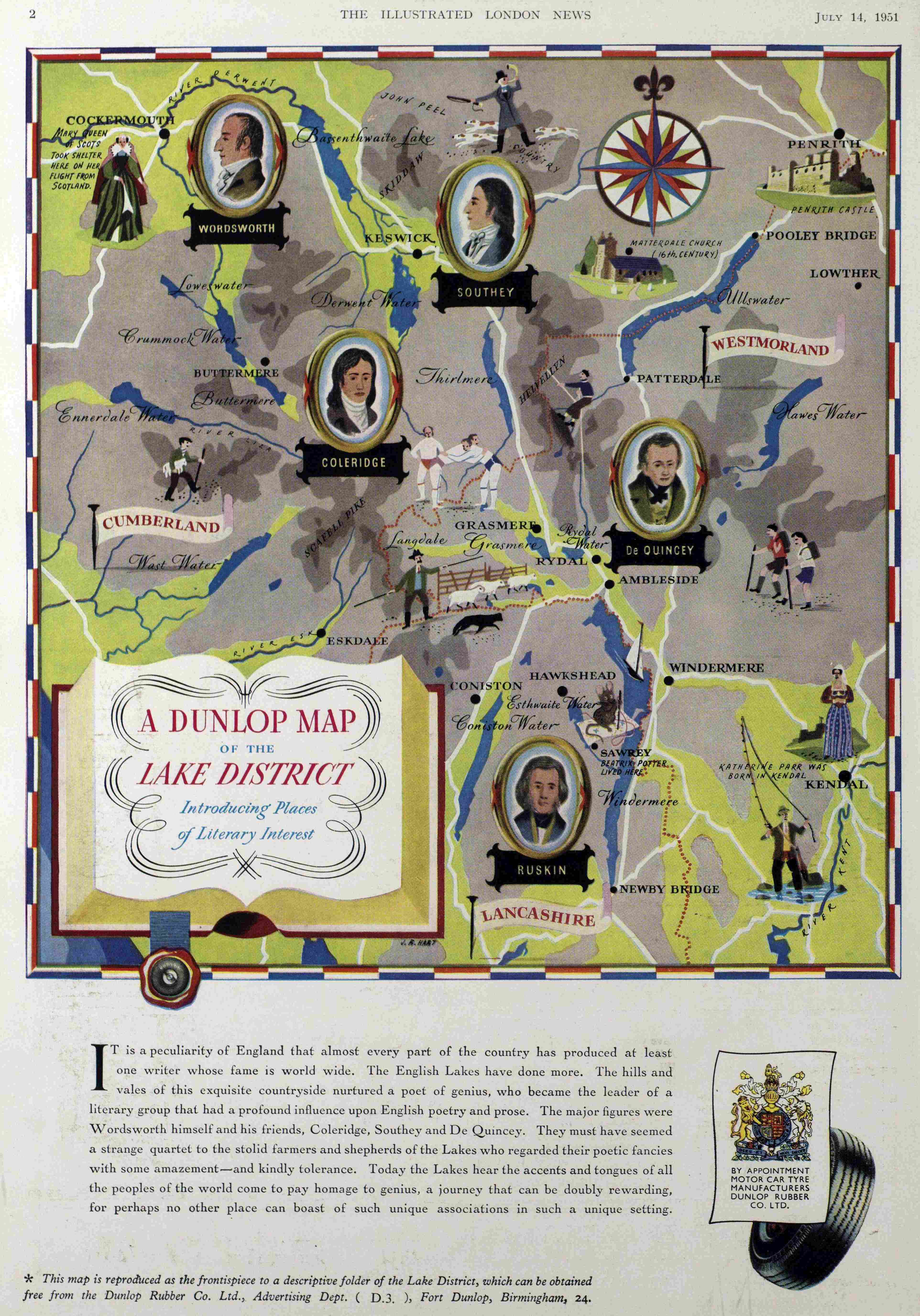 Dunlop map of the lake district